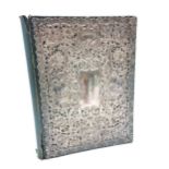 1908 Art Nouveau silver fronted blotter by Synyer & Beddoes - 29cm x 21cm ~ deterioration to leather