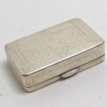 Russian silver (84 zolotniki = 0.875 silver) marked box - 6.2cm x 3.8cm & 65g
