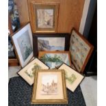 Qty of framed paintings inc Rothenberg, flowers (frame 62.5cm x 50cm) t/w framed prints inc 2 signed
