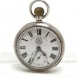 Antique West end watch company silver cased pocket watch - 42mm & has cracks to dial & runs BUT WE