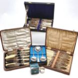 4 x boxed cutlery inc 6 spoons & fish knives (with silver ferrules) etc - SOLD ON BEHALF OF THE