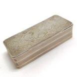 Antique Continental silver marked table snuff box with gilded interior - 9cm across & 98g total