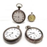 4 x antique pocket watches inc Gindrat Delachaux, 3 have silver cases, 2 largest lack glass & the