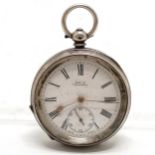 Antique silver cased Gents pocket watch (48mm) - glass has scuffs & wear to case and for spares /