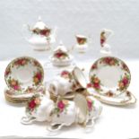 Set of Old Country Roses tea set by Royal Albert. 1 cup has a chip to the base otherwise No obvious