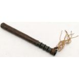 Antique leather covered truncheon, 37.5 cm length.