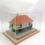 Hand made scale model of Charles Dickens 'Old Curiosity Shop' by Bruce Coombes in a Perspex case