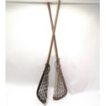 2 x vintage Hattersley Viktoria lacrosse sticks - 110cm long
