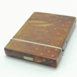 Antique card case with tortoiseshell & pin work detail - 9cm x 6.5cm ~ missing opening button &