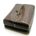 Leather & gilt metal mounted vanity case with silk lining by Pittway Bros. London, monogram (CC -