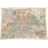 1887 Davies' map of the British Metropolis (fold out linen map of London) - map measures approx 68cm
