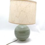 Rye pottery green glazed lamp with original fibreglass drum shade (detached from metal) - total