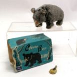 Vintage clockwork Clever Bear by Alps with original box (missing flaps) and has replacement key -