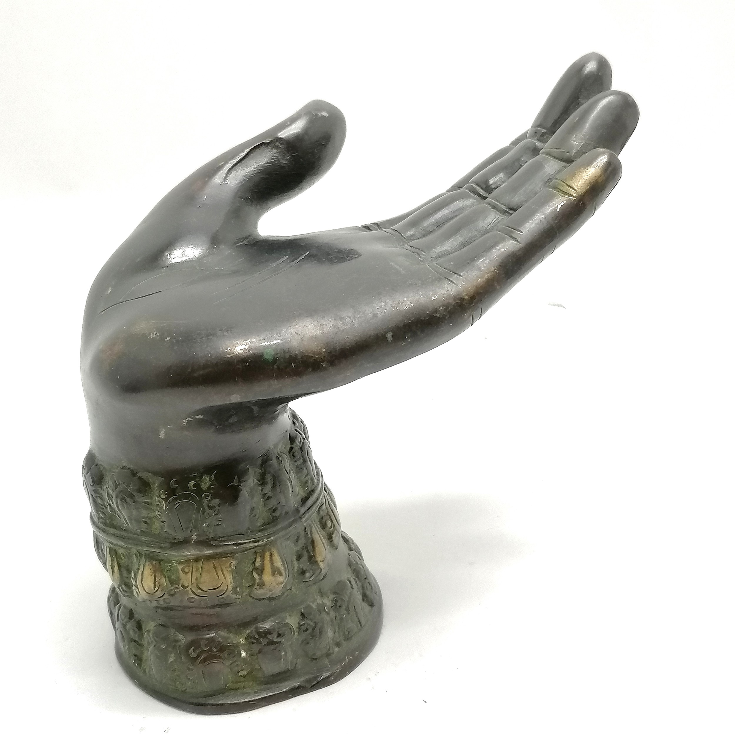 Bronze cast Buddhistic hand - 14cm
