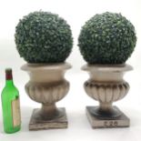 Pair of Rainfordware stoneware urns - 30cm high x 18cm square base ~ both have slight losses t/w