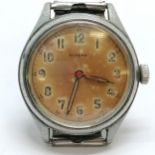 WWII German military stainless steel cased General manual wind tropical dial wristwatch (32mm