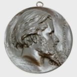 F Barbedienne bronze wall portrait plaque of architect Jean-Louis Pascal (1837-1920) by Charles Jean