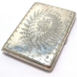 Victorian silver card case with engraved decoration (monogram to front) by WS - 10cm x 7cm & 111g