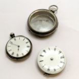 Silver cased open faced pocket watch (4cm diameter) - runs t/w 800 silver cased pocket watch with