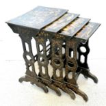 Chinoiserie antique quartetto nest of tables inlaid with mother of pearl - height 77.5cm largest