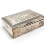 Silver cigarettes box with wooden lining - 12.5cm x 9.5cm x 4cm & 406g total weight ~ lining loose