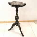 Antique Syrian ebonised occasional table with mother of pearl inlay, needs attention to legs, 37