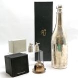 Novelty silver plated champagne chilling flask (in box) - 39cm high t/w Culinary Concepts bee hive