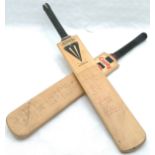 2 x hand signed cricket bats (84cm long) inc Surrey