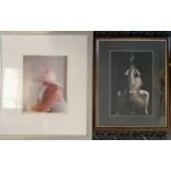 2 x framed photographs by man in a hat ~ 'Double Bass' & 'Blind' (frame 63cm x 55cm)