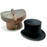 Antique leather cased Moleskin Top Hat, Lincoln Bennett & Co Burlington Gardens Old Bond Street,