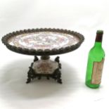 Continental Chinoiserie decorated porcelain & bronze low (opium) table/tazza - 24cm high & 42cm