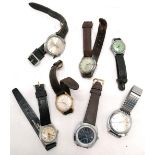 7 mechanical vintage wristwatches inc vertex, ingersoll, everite, etc. For spares/repairs or other.