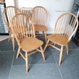 Set of 4 country kitchen hoop and spindle back chairs, with detachable seat pads. 93 cm high, 45