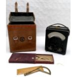 Vintage Avometer model 7 in original leather case (22cm x 20cm x 13cm and has replacement tags) t/