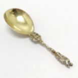 Antique 1870 silver apostle spoon with gilded bowl by Henry Holland - 10cm & 17.2g total weight