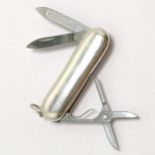 Silver 925 marked penknife, scissors and nail file 7cm long by ARC Gold & Silver Ltd - in good