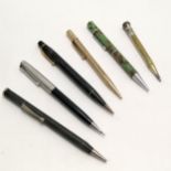 6 x propelling pencils inc Petbow advertising, ECC, rolled gold, Parker etc