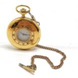 Rotary half hunter manual wind pocket watch (50mm case) with metal albert chain ~ in overall