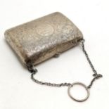 Antique silver finger purse - 7.5cm x 5.5cm & total weight 81g ~ has later lining probably