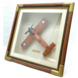 Box framed wooden model of a monoplane 'Reach for the sky' - frame 50cm square