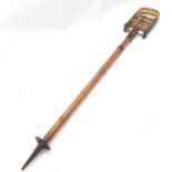 Antique bamboo & metal shooting stick - 90cm long and has some losses of bamboo to the mechanism