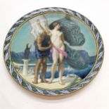 Antique hand decorated wall charger signed & dated 1904? depicting Daedalus & Icarus (after Frederic