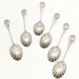 1894 silver unusual pattern set of 6 x teaspoons by Walker & Hall - 11.2cm long & 75g