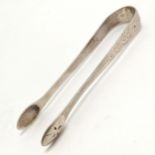 Georgian pair of silver bright cut sugar tongs - 13.5cm & 35.5g