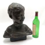 Antique plaster bust of The Laughing Boy signed D Brucciani & Co London 36cm high - Has some losses