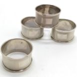 1987 silver set of 4 x engine turned napkin rings by W I Broadway & Co - 61g and are all undedicated