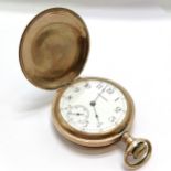Antique gold plated Waltham hunter pocket watch (48mm embossed case in good bright condition) - runs