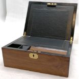 Mahogany writing slope with replaced leather and black painted interior 30cm x 22cm x 15cm high