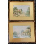 Pair of antique framed watercolour paintings by George Williams - frame 43cm x 55cm ~ some losses to