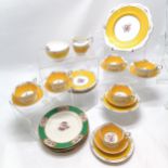 Sampson Smith qty of Old Royal China teaware with bright yellow border detail - sandwich plate